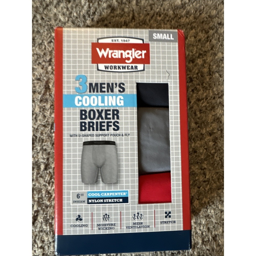 Wrangler Workwear 3 Men's Cooling Boxer Briefs Small 28-30